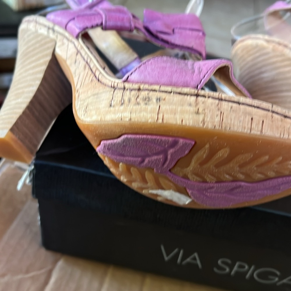 Born Crown Platform Cork and Leather Sandals in Violet Pink Sz 8 - Picture 11 of 14